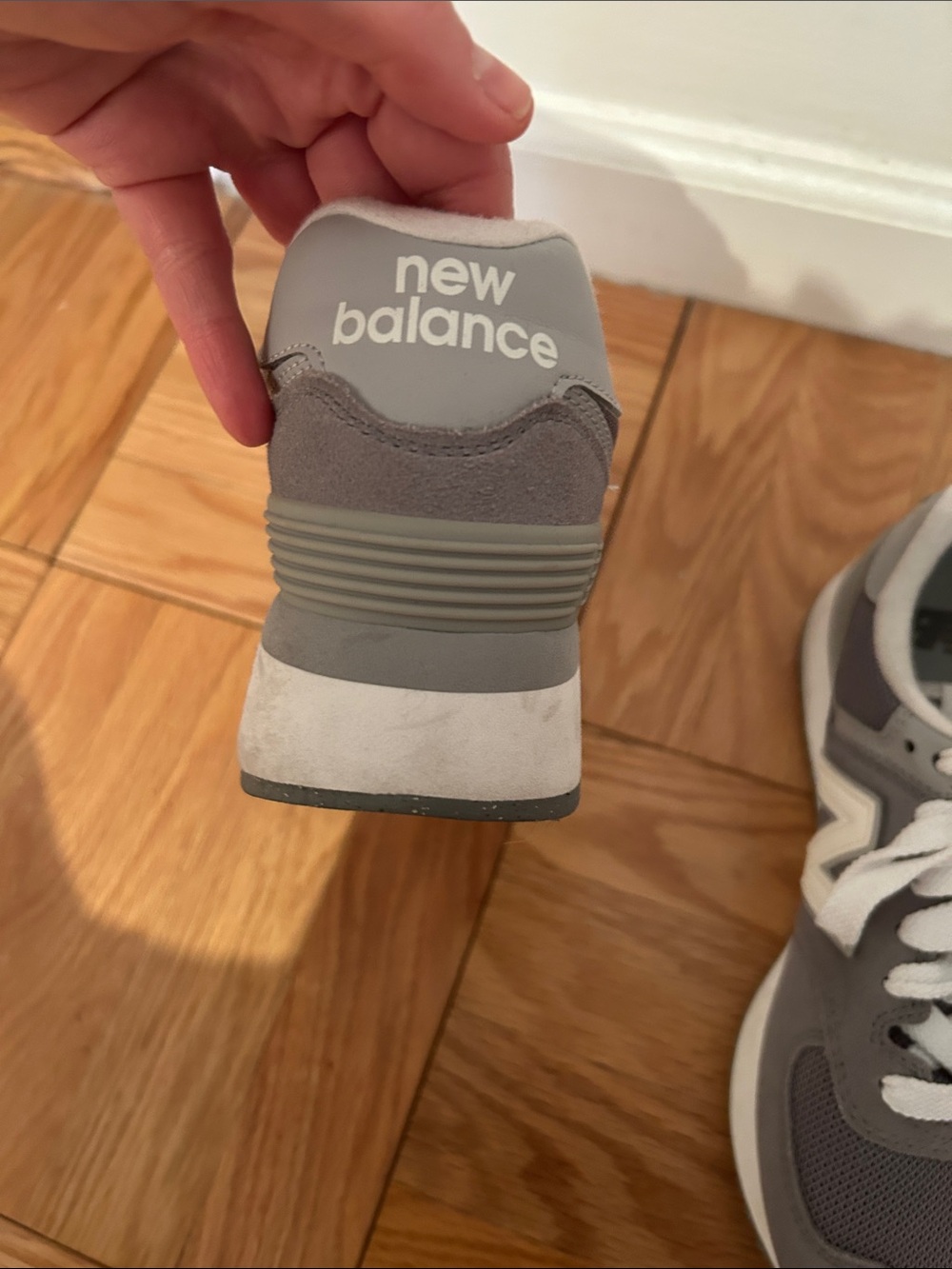 New Balance Gray and White Platform Sneakers - Picture 5 of 15